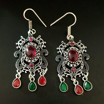 38-40 mm Long Silver Matt Finish Designer Earrings Sold by per pair Pack, premium look