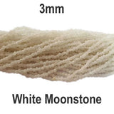 Moonstone, Size - 2mm, Genuine Semi Precious Beads, Sold By Strand 170-180 Beads)