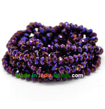 Roundel Crystal 4mm Size,Roundelle (abacus) shape, Crystal glass beads, Priced Per Strand, Metallic Purple