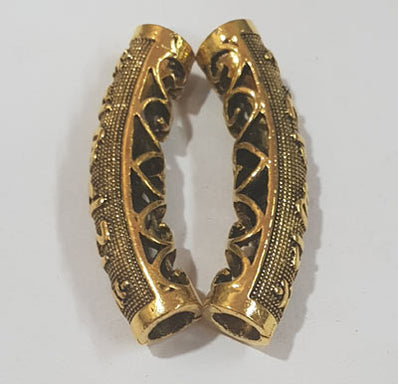 Tibetan Metal Arch Pipe and Pipe beads, make beautiful jewellery Sold By 2 Pcs Pack, Sise: 47x10mm