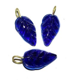 Glass Leaf Charms, Sold by 10/Pcs. Pkg.