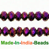 Roundel Crystal 6mm Size,Roundelle (abacus) shape, Crystal glass beads, Priced Per Strand, Metallic Purple