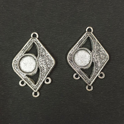 2 PAIR PACK 37x24mm, Oxidized Silver Plated Chandbali Component  Tribal Fashion Jewellery making Antique Finish Chandelier Earring Components