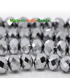 Roundel Crystal 6mm Size,Roundelle (abacus) shape, Crystal glass beads, Priced Per Strand, Metallic Silver