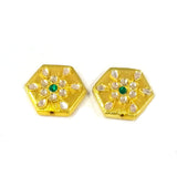 4 Pcs Pack High Qualtiy 20 mm, Metal Beads Gold Plated Fine Art Kundan Stone Inlay, kundan bead for jewelry making