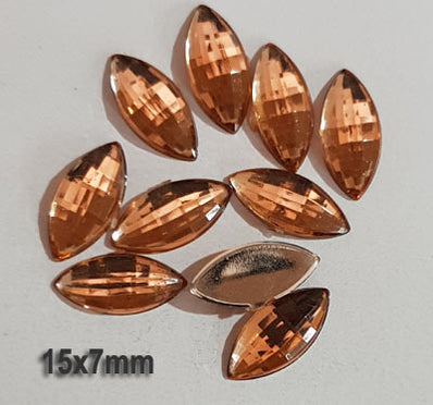 500 Pcs Boat Shape Acrylic Rhinestones Flat Back Approx size shown on images