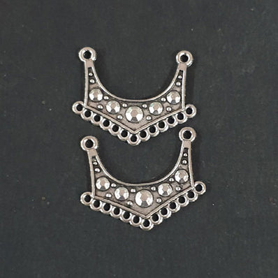 10 PAIR PACK' 26x22mm, Oxidized Silver Plated Chandbali Component  Tribal Fashion Jewellery making Antique Finish Chandelier Earring Components