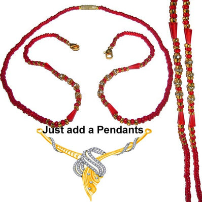 High Quality,Czech (Preciosa) Beaded Pendant Holder extention Neck, 22" Long Note: Pendant is Just Idea)