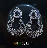 Artistic Handmade Designer Earrings ,Oxidized and stone inlay, Sold Per Pair