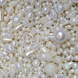 Cream Color Mix Assortment Imitation Pearl Acrylic Beads Sold Per Pack Of 100 Grams Shape can enclude Round Drop,Oval Tube and much more Size 4mm to 14mm Approx
