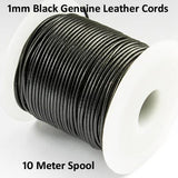 1mm Black Genuine Leather Cords, Sold by 10 Meter Pkg.