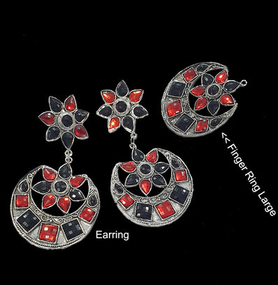 Afghan Earring & Ring Set Sold Per Set