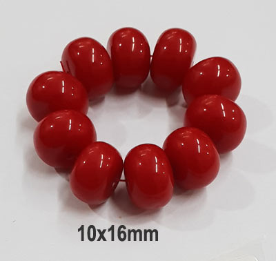 10 Pcs Pack Size about 10x16mm,Roundell, Resin Beads, Red Color,