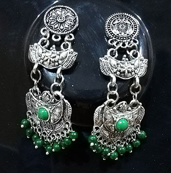 Afghan earring, Silver oxidized plated, Sold By Per Pair