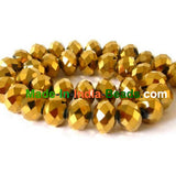 8mm Size,Roundelle (abacus) shape, Crystal glass beads, Priced Per Strand, Metallic Gold