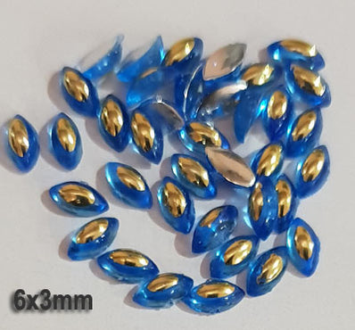 500 Pcs Boat Shape Acrylic Rhinestones Flat Back Approx size shown on images