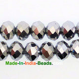 Roundel Crystal 8mm Size,Roundelle (abacus) shape, Crystal glass beads, Priced Per Strand, Metallic Silver