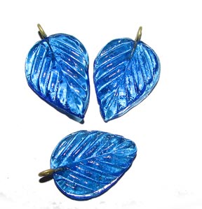 Glass Leaf Charms, Sold by 10/Pcs. Pkg.