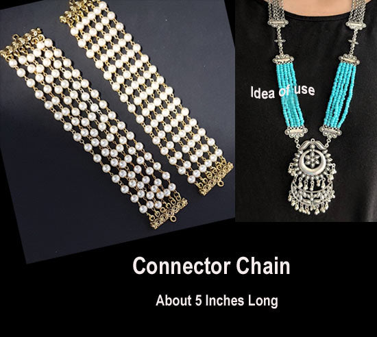 5 Inches long 5 Row imitation pearl Gold plated connector chain Sold per pair