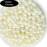 6 mm Cream Color High Quality Acrylic Pearl flux Beads for Jewelry and Craft,sold by 50 gram Pack,about 400-450 Beads For Bulk quantity order Get special Rate