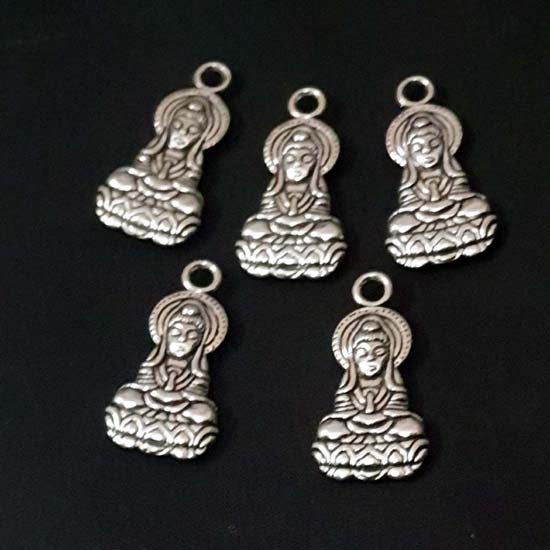 10 Pcs Pack, Lakshmi 14x27mm Size Spiritual and Ritual Charms Pendant for jewellery making