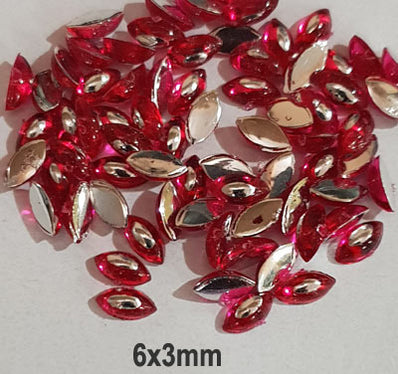 500 Pcs Boat Shape Acrylic Rhinestones Flat Back Approx size shown on images