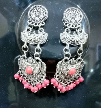 Afghan earring, Silver oxidized plated, Sold By Per Pair