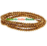 4mm Size,Roundelle (abacus) shape, Crystal glass beads, Priced Per Strand, Metallic Gold