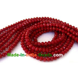 Roundel 4 mm Size, Rondelle (abacus) shape, Crystal glass beads, Priced Per Strand, 128-130 Pcs in Line Opaque Red