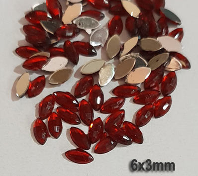 500 Pcs Boat Shape Acrylic Rhinestones Flat Back Approx size shown on images