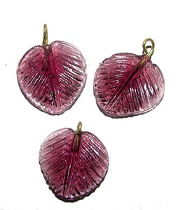 Glass Leaf Charms, Sold by 10/Pcs. Pkg.