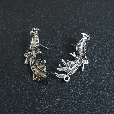 5 Pair Pack 33x16mm  New Designed Peacock Ear Studs cum Ear cuffs