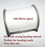 Very thin size about 0.3mm, white Reyan silk para cords, perfect for making seed beads jewellery