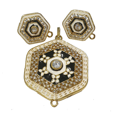 Approx 50mm Kundan and Meena Pendant Set High Quality Sold Per Set