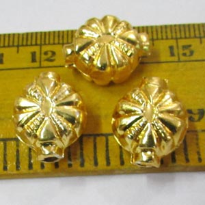 10 Pcs Pkg. Brass Material Micron plated Hollow Metal Beads, Size Sacle