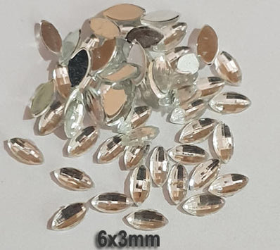 500 Pcs Boat Shape Acrylic Rhinestones Flat Back Approx size shown on images