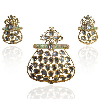 Large Size Kundan Pendant Set high quality Sold Per Set