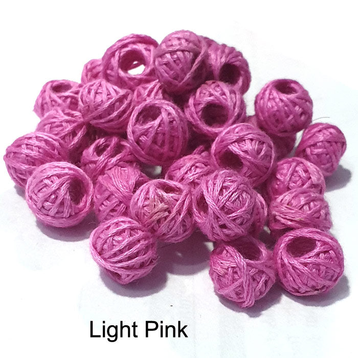 20 Pcs Pack, Round Woven Cotton Thread Beads Size: 10mm~11mm Fine Quality Beads
