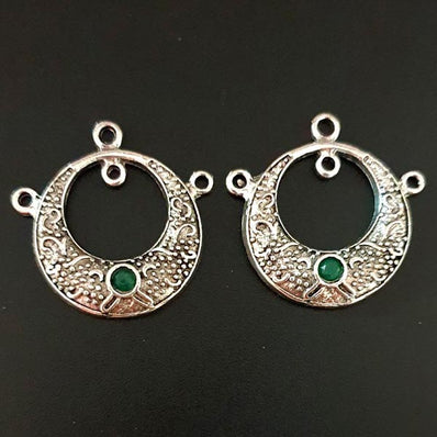 5 Pair Pack 30x35mm Beatiful Stone Studded Earring Making Material