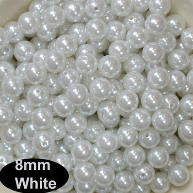 8 mm White Color High Quality Acrylic Pearl flux Beads for Jewelry and Craft,sold by 50 gram Pack,about 180-200 Beads For Bulk quantity order Get special Rate