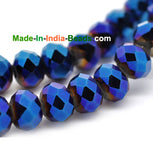 Roundel Crystal 8mm Size,Roundelle (abacus) shape, Crystal glass beads, Priced Per Strand, Metallic Blue