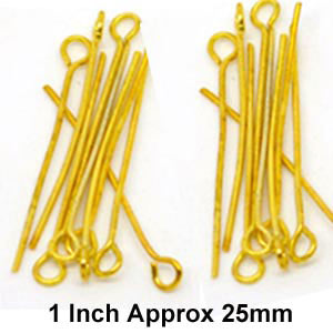 Eye Pins, 1" Long, 22 Gauge Wire, Sold Per 50 Gram Pack, About 500 Pcs to 525 Pcs