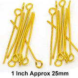 Eye Pins, 1" Long, 22 Gauge Wire, Sold Per 50 Gram Pack, About 500 Pcs to 525 Pcs