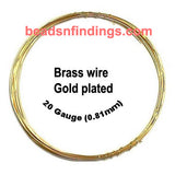 Sold Per Coil, Approx 80 to 100 Grams Wire in a Coil,  Wire thickness may slightly differ due to mechanical handwork  
Brass Metal Beading Wire, Brass Plated 20 Gauge (0.81mm)