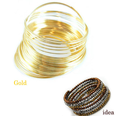 Gold Plated Memory Wire for bracelet use, Sold by 50 Lines Long Row Length