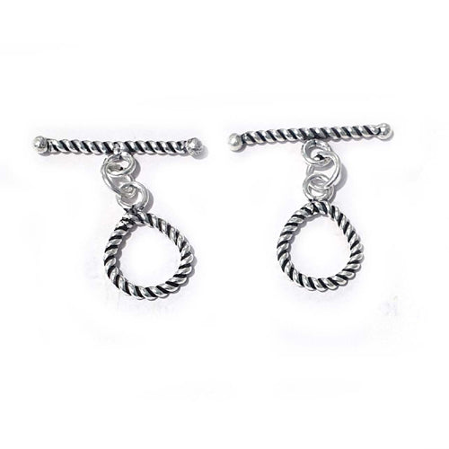10 Pieces Pack' Oxidised Silver Plated Toggle Clasps for Jewellery Making Circle Loop Size About 25-30 MM