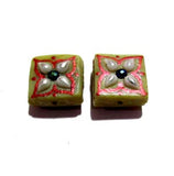 20x4mm, Glass Beads Hand Decorative, Rhinestone inlay, Indian Tranditional Beads Sold 4 PCS PACK,