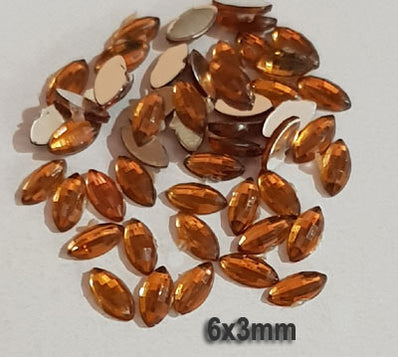 500 Pcs Boat Shape Acrylic Rhinestones Flat Back Approx size shown on images