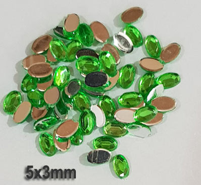 500 Pcs Oval Shape Acrylic Stone, size mentioned on image