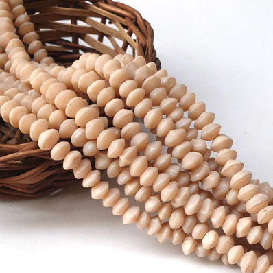 3 Strands Peach Opaque Disc handmade glass beads